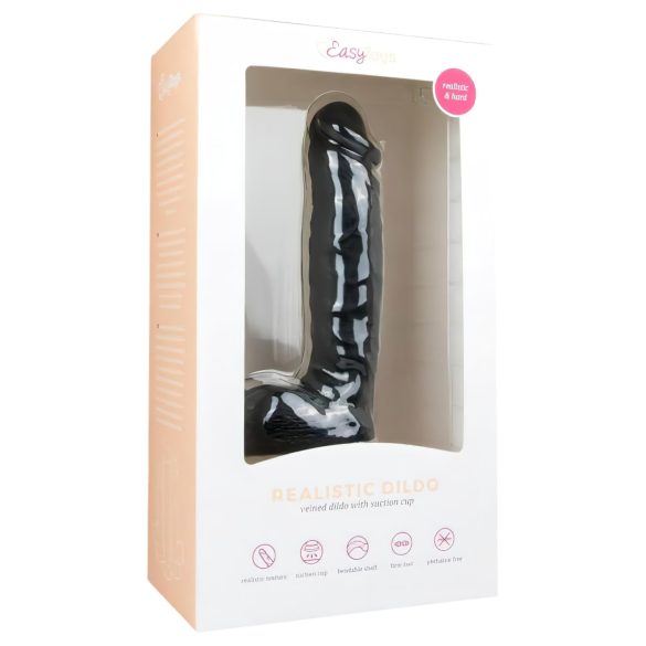 Easytoys - Dildo sa vakuumom i testisima (22,5cm) - crna
