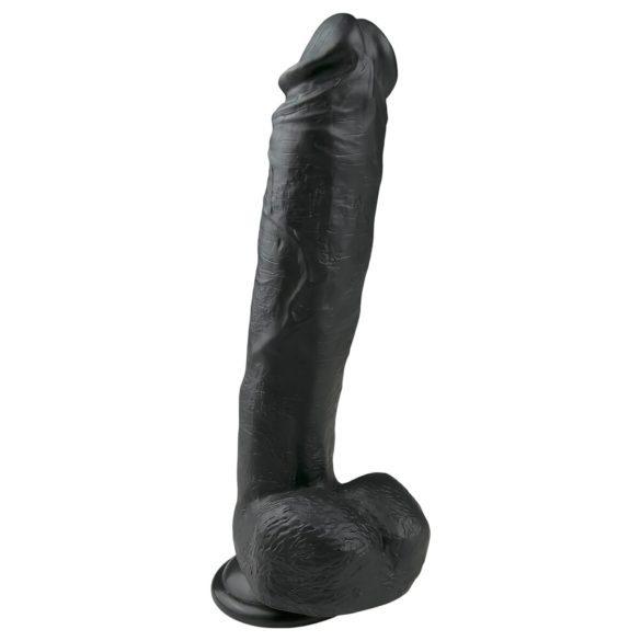 Easytoys - veliki dildo sa vakumskim postoljem i testisima (26,5cm) - crna
