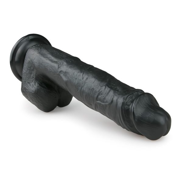 Easytoys - veliki dildo sa vakumskim postoljem i testisima (26,5cm) - crna