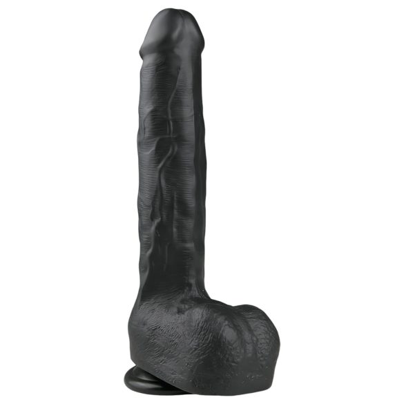 Easytoys - Veliki dildo sa testisima i vakumom (29,5 cm) - crni