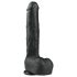 Easytoys - Veliki dildo sa testisima i vakumom (29,5 cm) - crni
