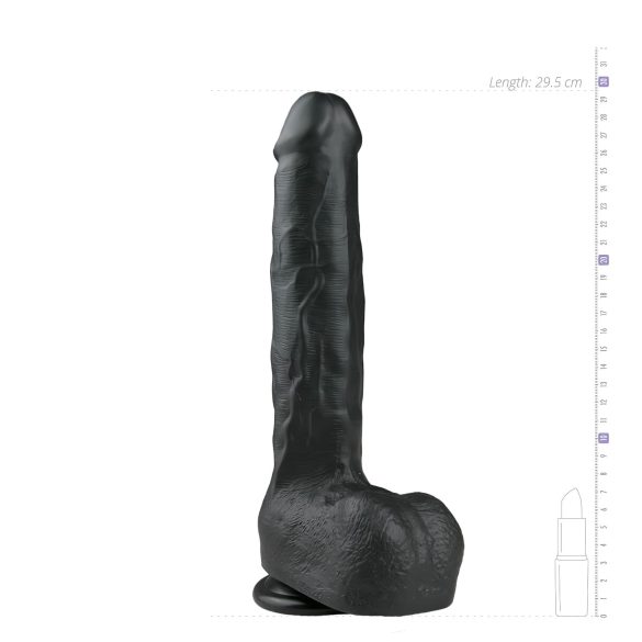 Easytoys - Veliki dildo sa testisima i vakumom (29,5 cm) - crni