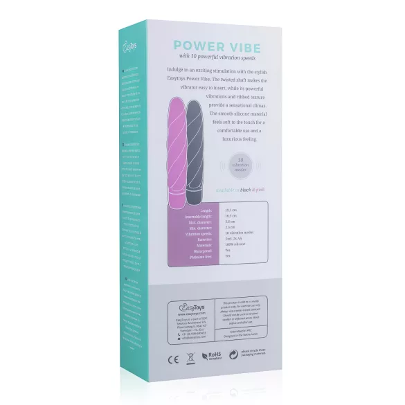 Easytoys Power Vibe - uvijeni silikonski vibrator (crni)