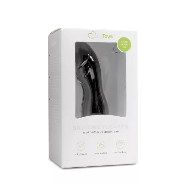 Easytoys - Crni dildo sa vakuumskom bazom (glavićasti dizajn)