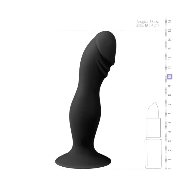Easytoys - Crni dildo sa vakuumskom bazom (glavićasti dizajn)