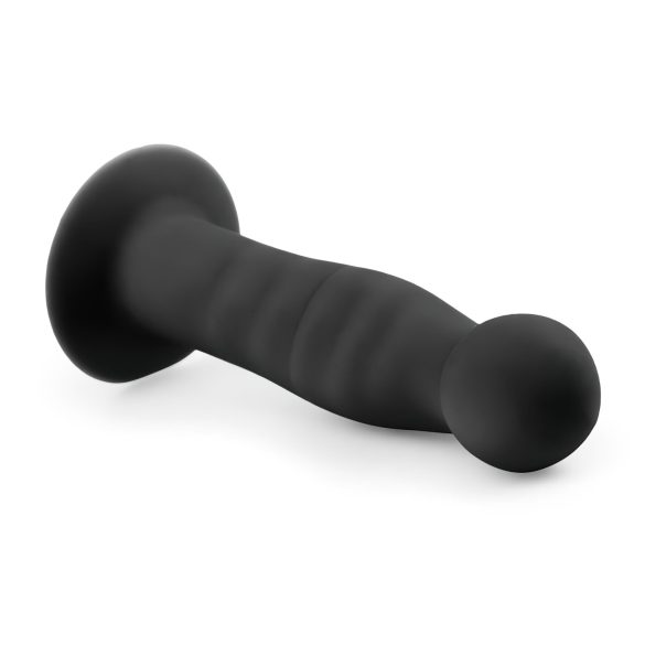 Easytoys Ribbed - crni analni dildo sa vakum bazom (14cm)