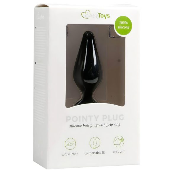 Easytoys Pointy Plug - analni čep sa prstenom - srednji (crni)