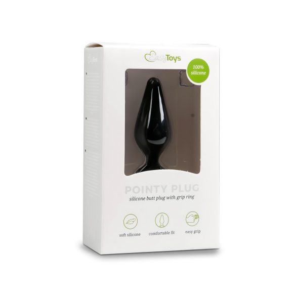 Easytoys Pointy Plug - analni čep sa prstenom - srednji (crni)