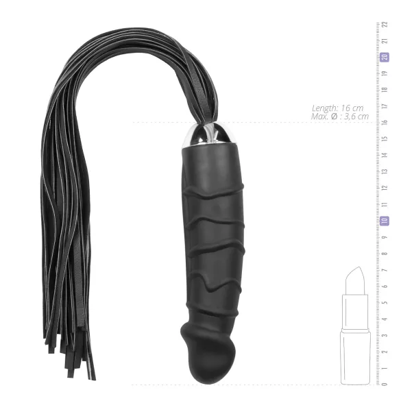 Easytoys Flogger - bič i silikonski dildo u jednom (crno)