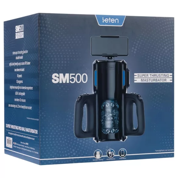 LETEN SM 500 - Automatski masturbator s držačem za telefon (crna)