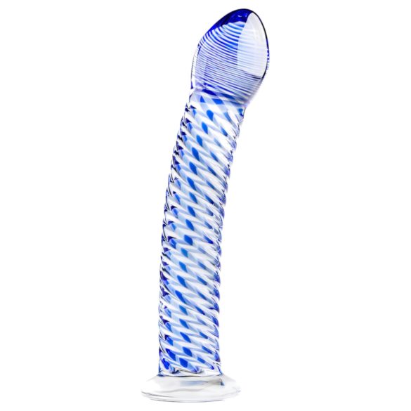 Gildo Staklena No. 5 - spiralni stakleni dildo (prozirno-plav)