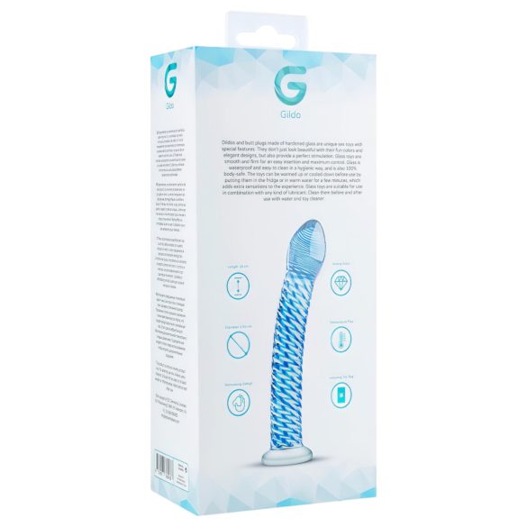 Gildo Staklena No. 5 - spiralni stakleni dildo (prozirno-plav)