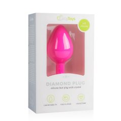   Easytoys Diamond - analni plug sa belim kamenjem (srednji) - roze