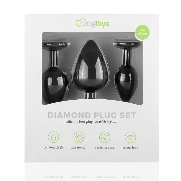 Easytoys Diamond - Set analnih čepova (crni)