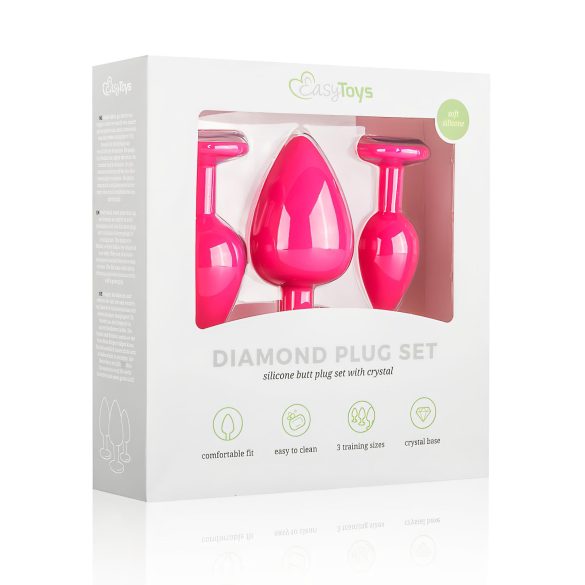 Easytoys Diamond - set analnih čepova (roze)