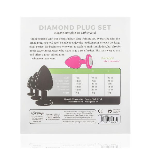 Easytoys Diamond - set analnih čepova (roze)