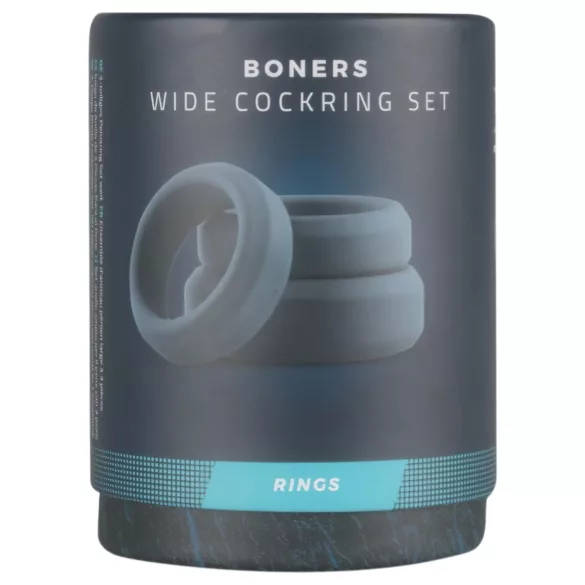 Boners - Silikonski set prstenova za penis - 3 kom (sivo)