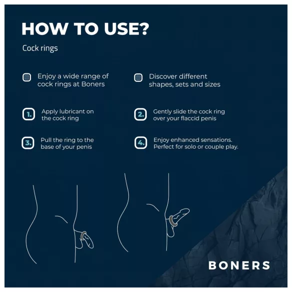 Boners - Silikonski set prstenova za penis - 3 kom (sivo)