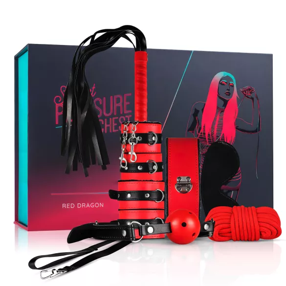 Secret Pleasure Chest - napredni BDSM set - 10 delova (crveni)
