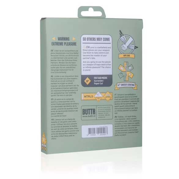 BUTTR Gauntlets - латекс рукавице за фистинг, рукавице за секс (црне)