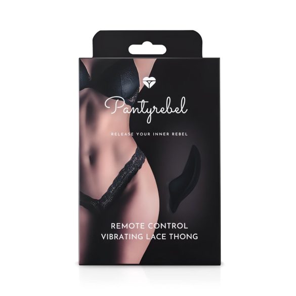 Pantyrebel - bežični vibrirajući čipkasti tanga - crna (S-L)