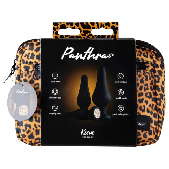 Panthra Kesia - silikonski analni plug set (3 delova) - crni
