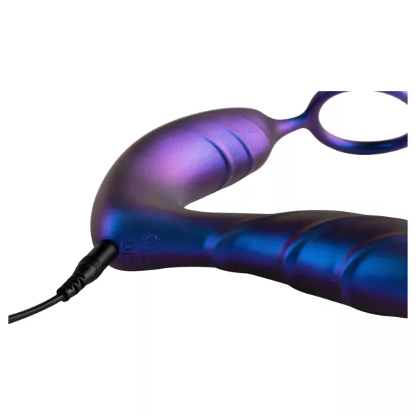Hueman Black Hole - bežični analni vibrator sa prstenom za penis (ljubičasti)