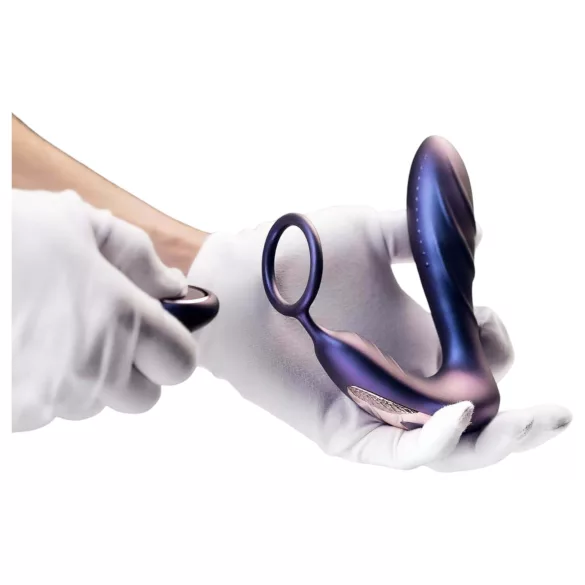 Hueman Black Hole - bežični analni vibrator sa prstenom za penis (ljubičasti)