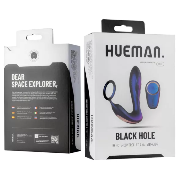 Hueman Black Hole - bežični analni vibrator sa prstenom za penis (ljubičasti)