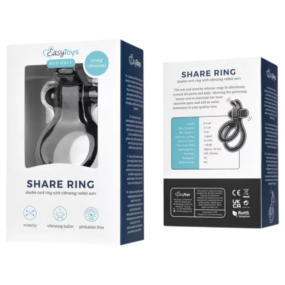 Easytoys Share Ring - vibrirajući prsten za penis i testise (crni)