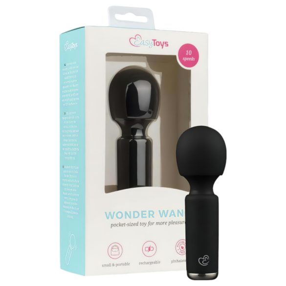 Easytoys Wonder Wand - punjivi mini masažer vibrator (crni)