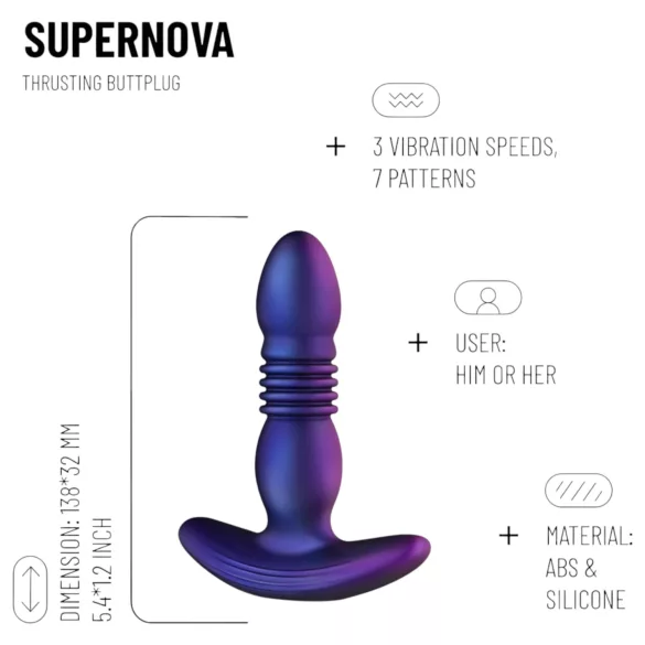 Hueman Supernova - potiskivač analni vibrator (ljubičasti)