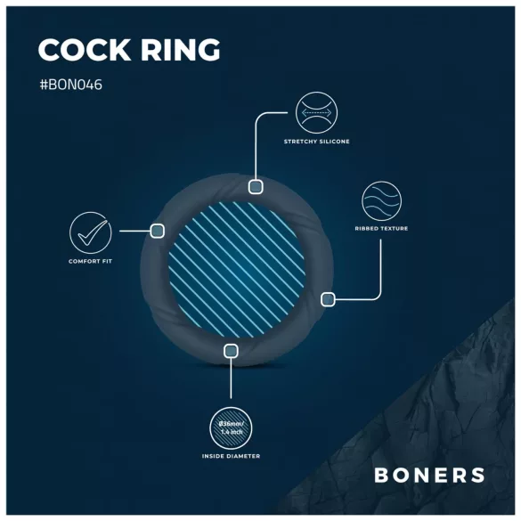 Boners Ergo - silikonski prsten za penis (siva)