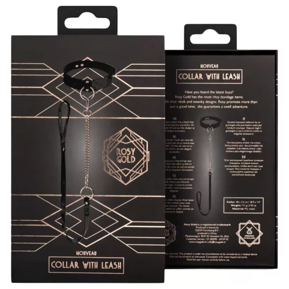 Rosy Gold - ogrlica i povodac (crno-roze zlato)