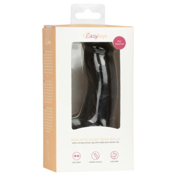 Easytoys - Realistični dildo sa testisima - 12 cm (crni)