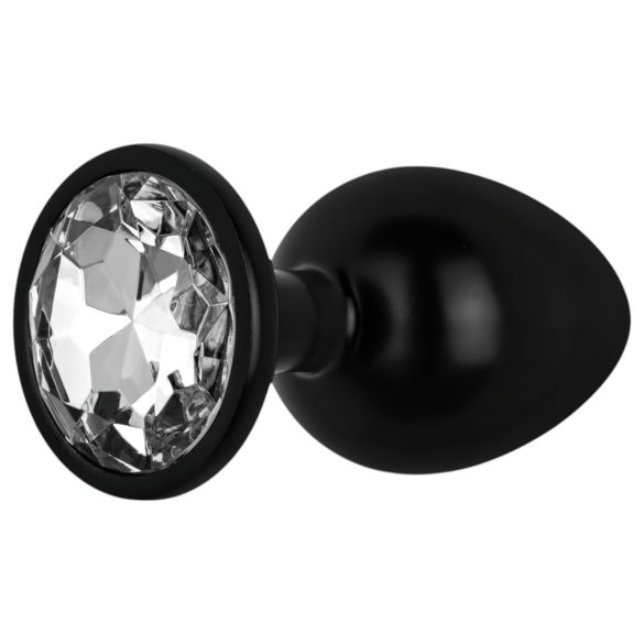 / Easytoys Anal Collection - metalni analni čep sa kamenom - M (crni)
