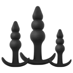 EasyToys - Set analnih čepova sa kuglicama - 3 dela (crni)