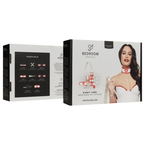 Spavaća Fantazija - 8-dijelni komplet medicinske sestre (crveno-bijelo)