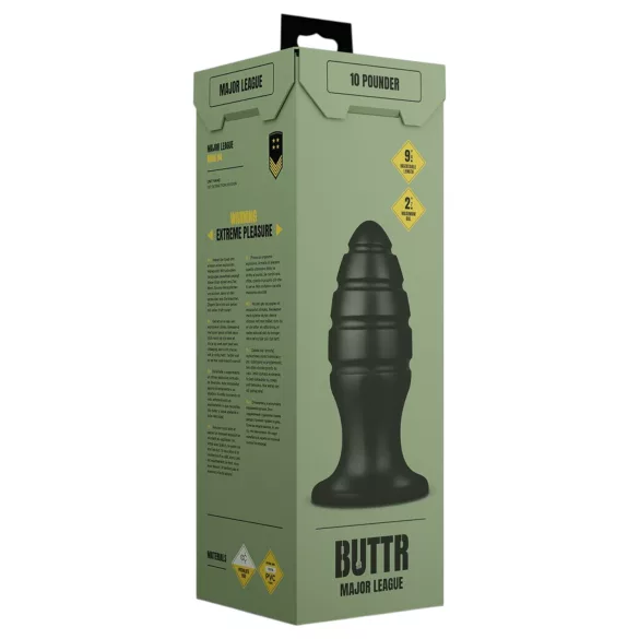 BUTTR Aftershock - gigantski analni čep (crni) - 23 cm