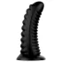 BUTTR Double Ribbed - veliki rebrasti analni čep (crni) - 26 cm