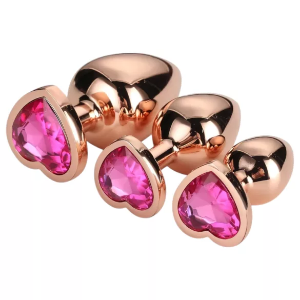 Sjajna ljubav - analni plug set srca - rosegold (3 dela)