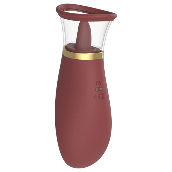 Dreamtoys Roxy - usisni-lizni vibrator (bordo)