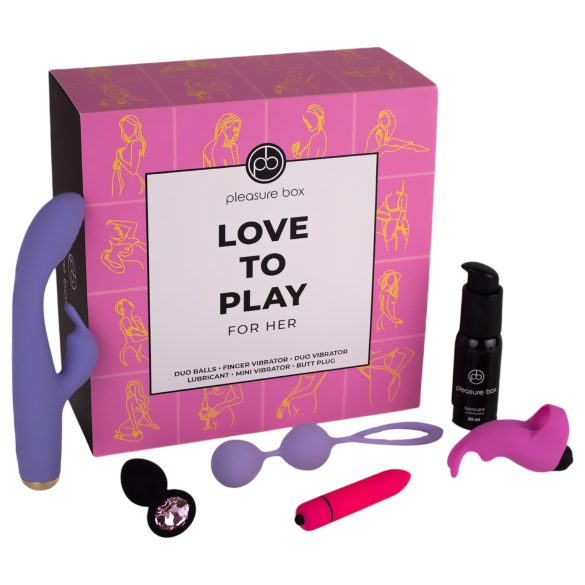 Pleasure Box: Love To Play set - 6 delova (pink-ljubičasta)