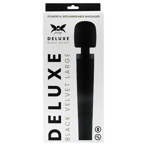 Pixey Deluxe Black Velvet - вибратор у облику штапића L (црни)