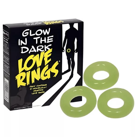 Love Rings - set prstenova za penis koji svetle u mraku (3 kom)