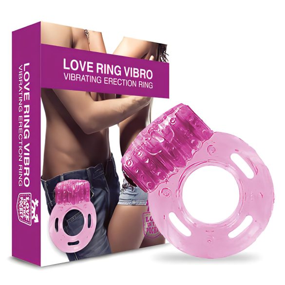 Ljubavni Džep - jednokratni vibracioni prsten za penis (roze)