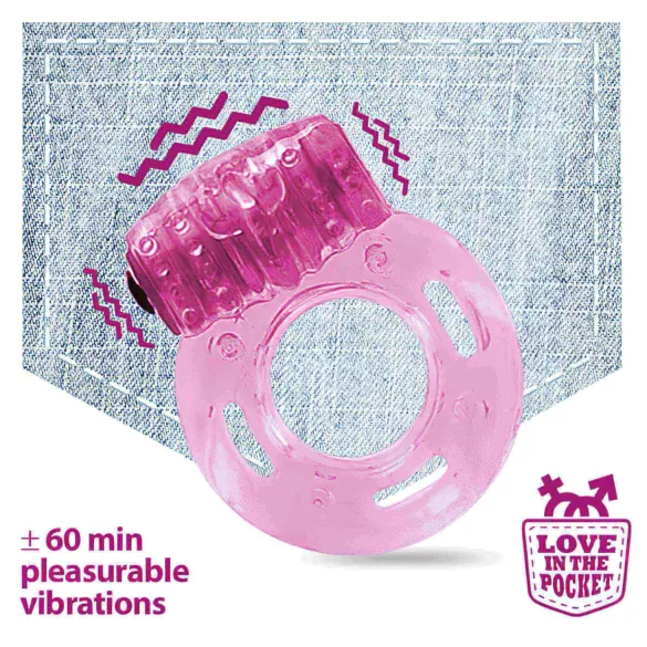 Ljubavni Džep - jednokratni vibracioni prsten za penis (roze)