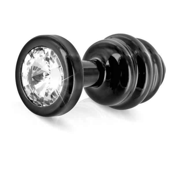 DIOGOL Anni - rebrasti analni čep - crni - (3cm)