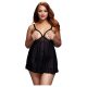 BACI Plus Size - otvoreni, tačkasti babydoll - crna (XL-XXL)