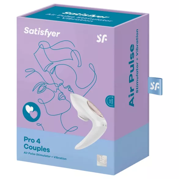 Satisfyer Pro 4 Couples - akumulatorski vazdušni vibrator za parove (beli)
